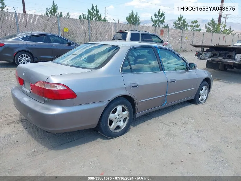 2000 Honda Accord 3.0 Ex VIN: 1HGCG1653YA043675 Lot: 39881575