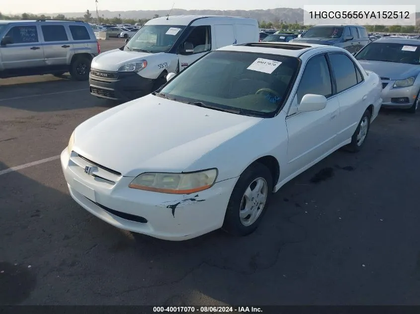 2000 Honda Accord 2.3 Ex VIN: 1HGCG5656YA152512 Lot: 40017070