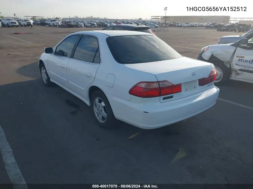 2000 Honda Accord 2.3 Ex VIN: 1HGCG5656YA152512 Lot: 40017070