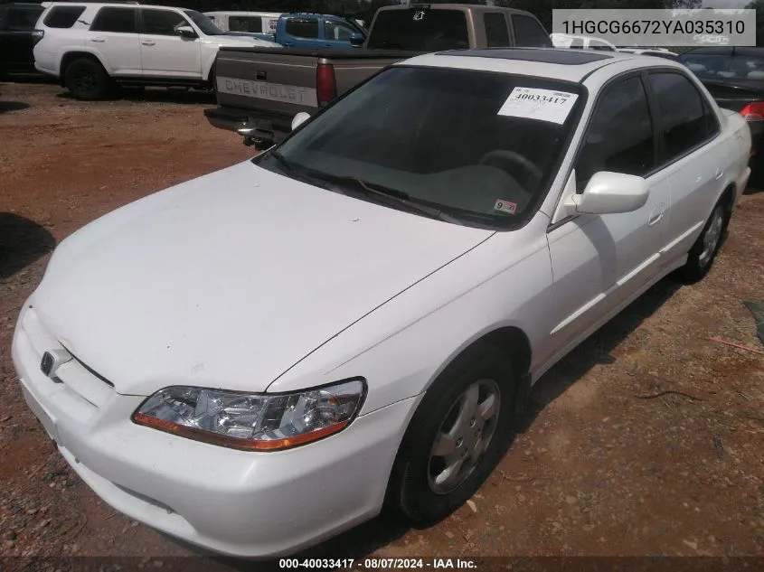 2000 Honda Accord 2.3 Ex VIN: 1HGCG6672YA035310 Lot: 40033417