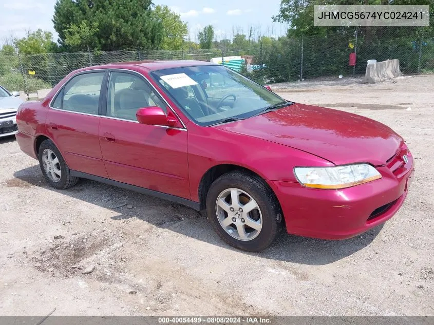 2000 Honda Accord 2.3 Se VIN: JHMCG5674YC024241 Lot: 40054499