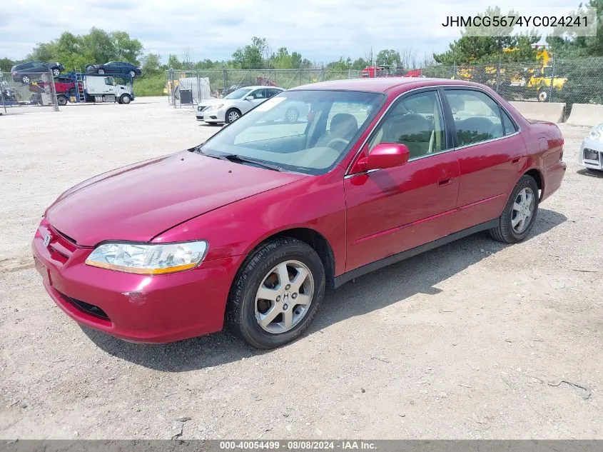 2000 Honda Accord 2.3 Se VIN: JHMCG5674YC024241 Lot: 40054499