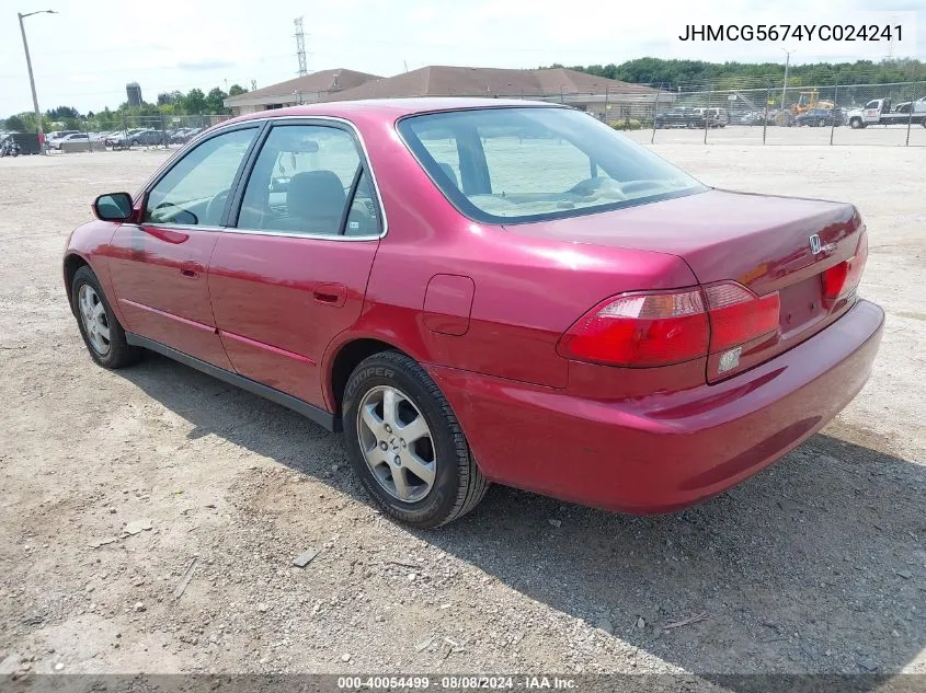 2000 Honda Accord 2.3 Se VIN: JHMCG5674YC024241 Lot: 40054499