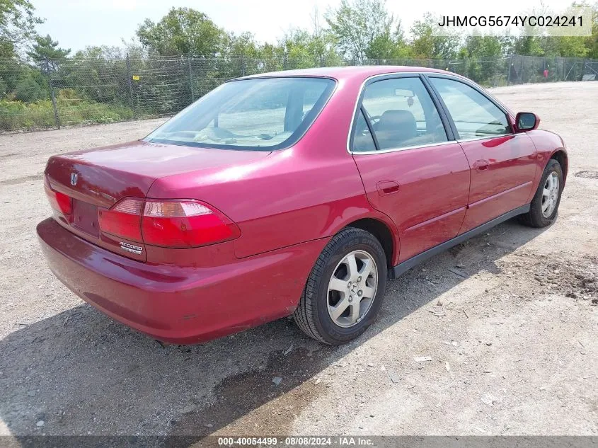 JHMCG5674YC024241 2000 Honda Accord 2.3 Se