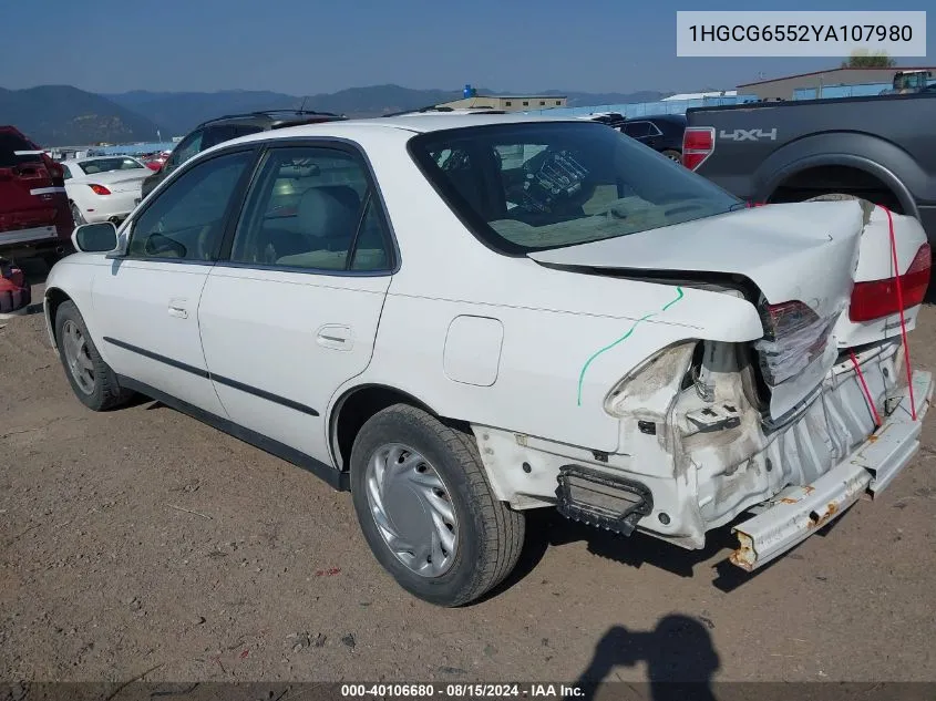 2000 Honda Accord Lx VIN: 1HGCG6552YA107980 Lot: 40106680