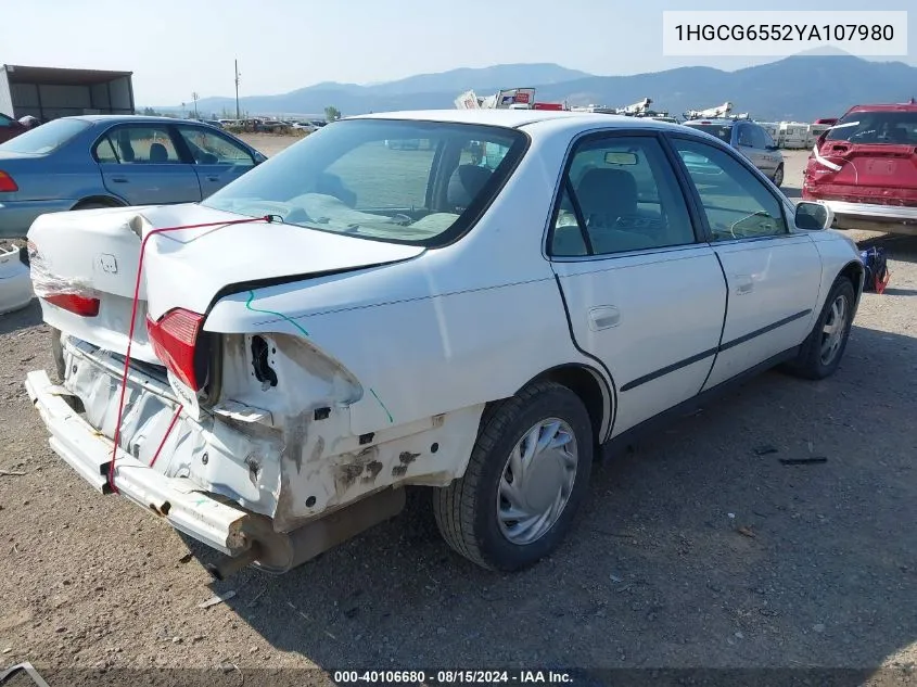 2000 Honda Accord Lx VIN: 1HGCG6552YA107980 Lot: 40106680