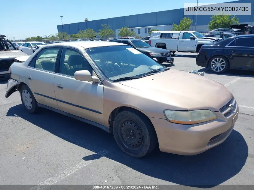 2000 Honda Accord 2.3 Lx VIN: JHMCG564XYC002430 Lot: 40167239