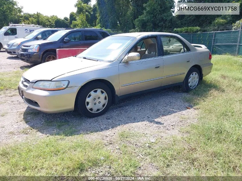 2000 Honda Accord 2.3 Se VIN: JHMCG669XYC011758 Lot: 40220525