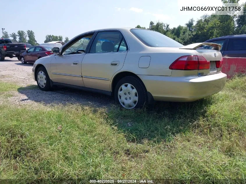 2000 Honda Accord 2.3 Se VIN: JHMCG669XYC011758 Lot: 40220525