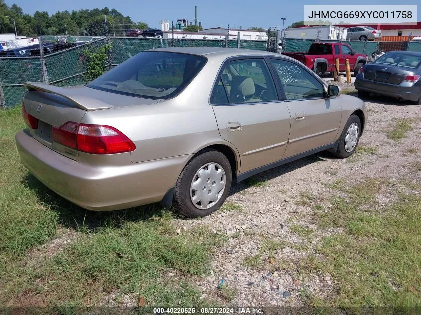 2000 Honda Accord 2.3 Se VIN: JHMCG669XYC011758 Lot: 40220525