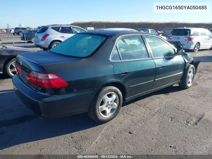 2000 Honda Accord Ex VIN: 1HGCG1650YA050485 Lot: 40298859