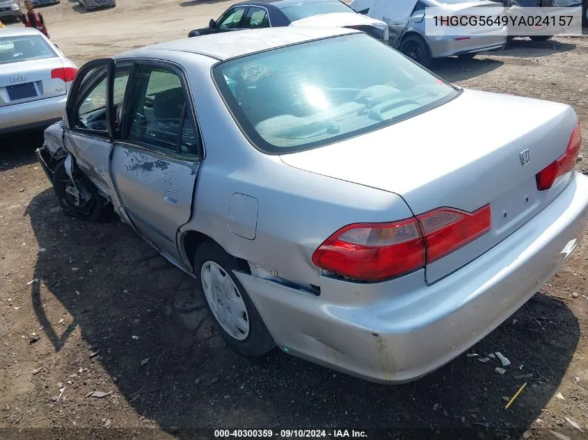 2000 Honda Accord Lx VIN: 1HGCG5649YA024157 Lot: 40300359