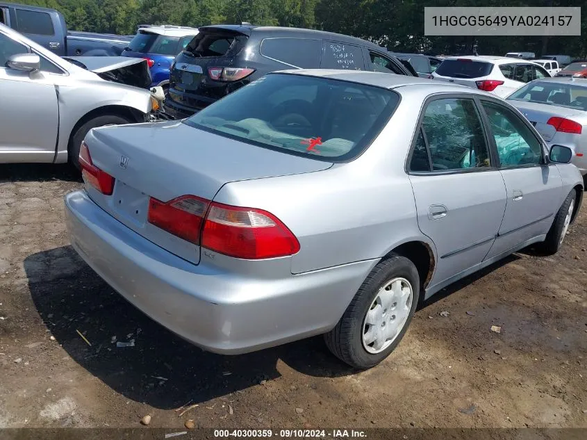 2000 Honda Accord Lx VIN: 1HGCG5649YA024157 Lot: 40300359