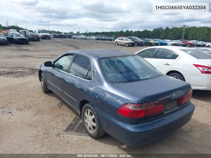 2000 Honda Accord 2.3 Lx VIN: 1HGCG6655YA032304 Lot: 40343385