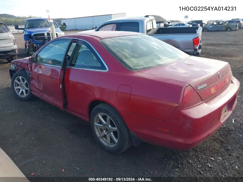 2000 Honda Accord Ex VIN: 1HGCG2254YA014231 Lot: 40349192