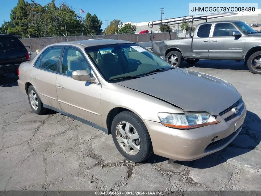 2000 Honda Accord 2.3 Se VIN: JHMCG5678YC008480 Lot: 40356453