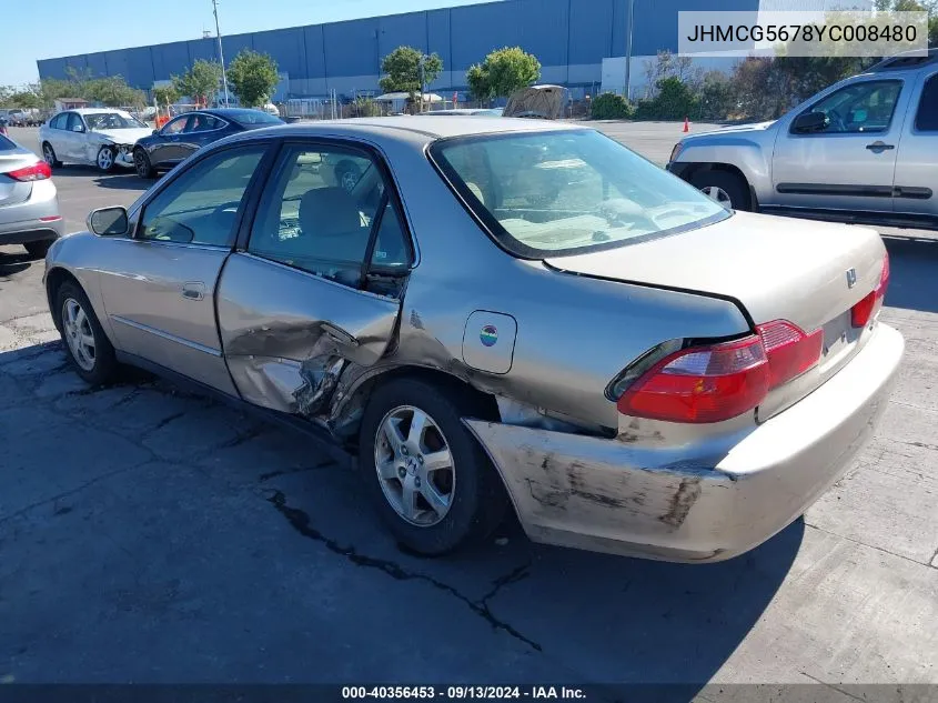 2000 Honda Accord 2.3 Se VIN: JHMCG5678YC008480 Lot: 40356453