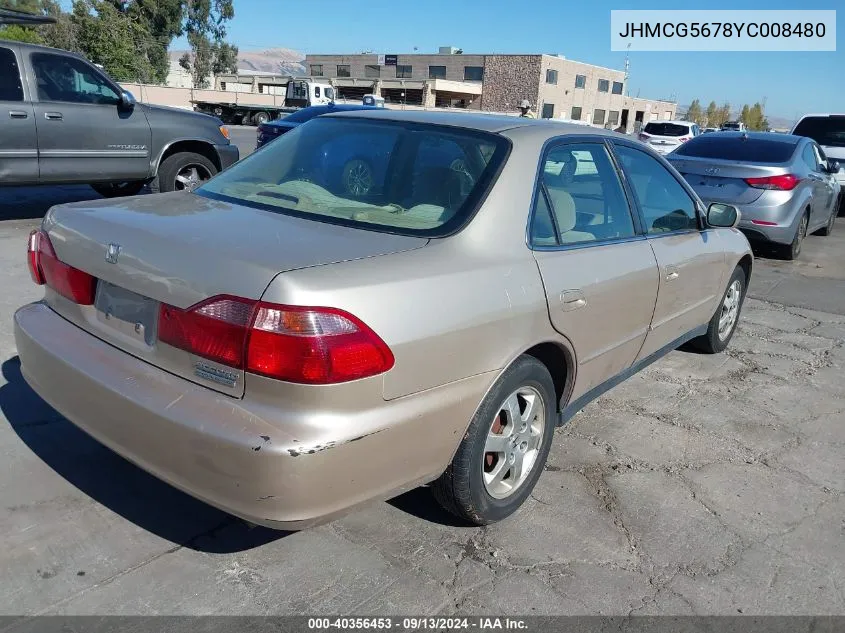 2000 Honda Accord 2.3 Se VIN: JHMCG5678YC008480 Lot: 40356453