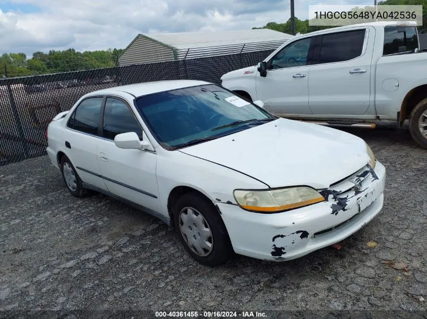 2000 Honda Accord Lx VIN: 1HGCG5648YA042536 Lot: 40361455