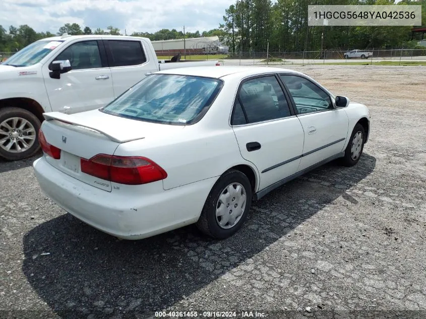 2000 Honda Accord Lx VIN: 1HGCG5648YA042536 Lot: 40361455