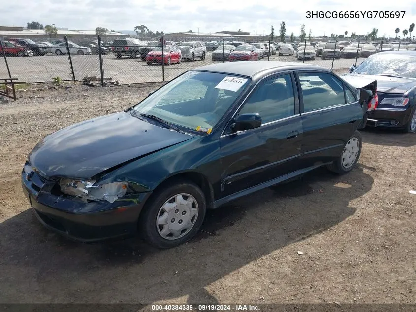 2000 Honda Accord 2.3 Lx VIN: 3HGCG6656YG705697 Lot: 40384339