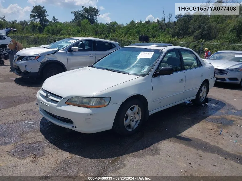 2000 Honda Accord 3.0 Ex VIN: 1HGCG1657YA077408 Lot: 40400939