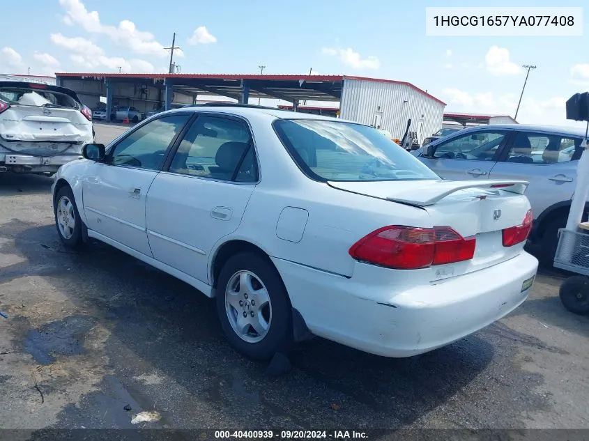 2000 Honda Accord 3.0 Ex VIN: 1HGCG1657YA077408 Lot: 40400939