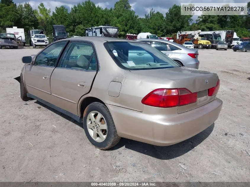 2000 Honda Accord 2.3 Se VIN: 1HGCG5671YA128278 Lot: 40402059