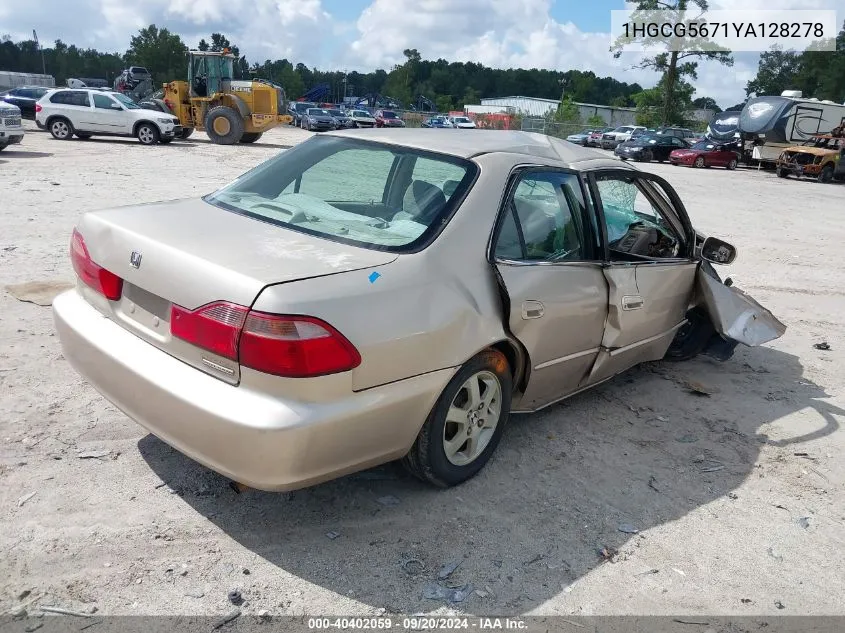 2000 Honda Accord 2.3 Se VIN: 1HGCG5671YA128278 Lot: 40402059