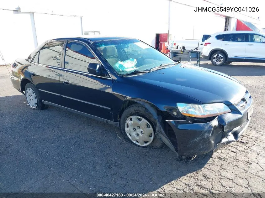 2000 Honda Accord 2.3 Lx VIN: JHMCG5549YC041026 Lot: 40427180