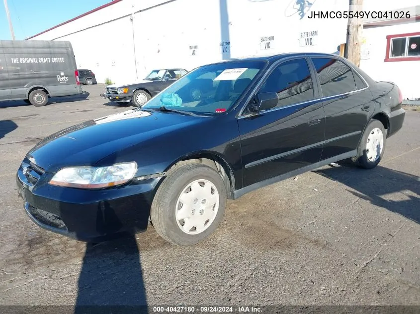 2000 Honda Accord 2.3 Lx VIN: JHMCG5549YC041026 Lot: 40427180