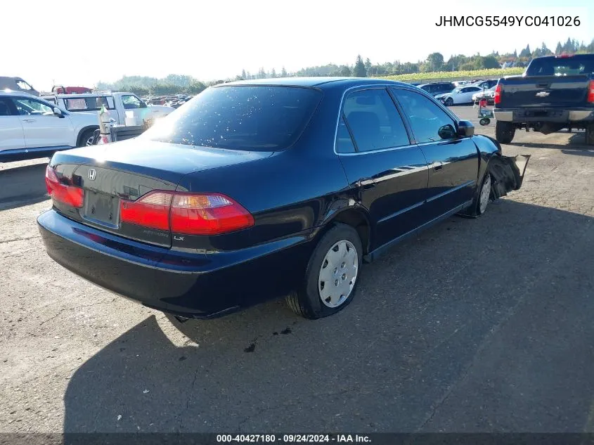 2000 Honda Accord 2.3 Lx VIN: JHMCG5549YC041026 Lot: 40427180