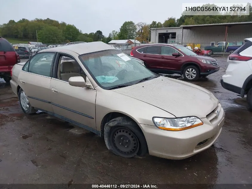 2000 Honda Accord 2.3 Lx VIN: 1HGCG564XYA152794 Lot: 40446112