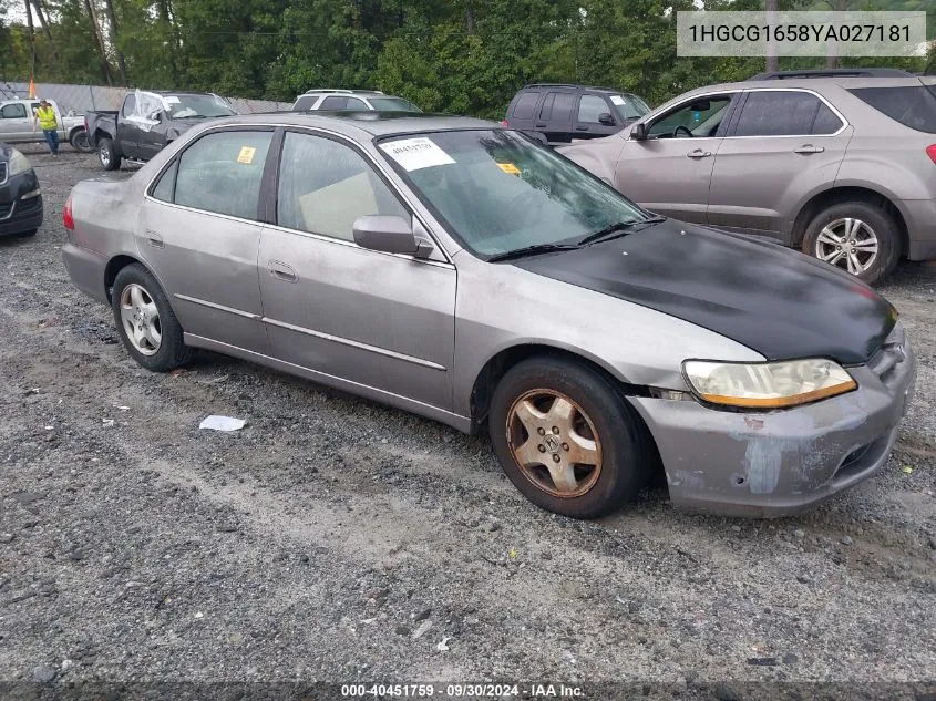 2000 Honda Accord 3.0 Ex VIN: 1HGCG1658YA027181 Lot: 40451759