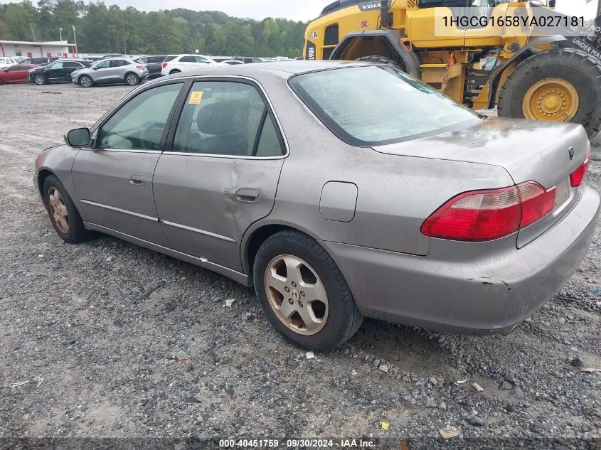 1HGCG1658YA027181 2000 Honda Accord 3.0 Ex