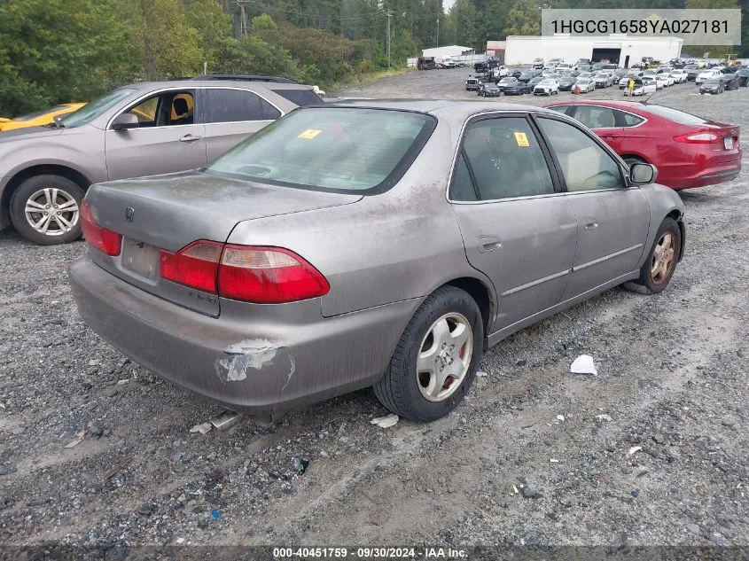 1HGCG1658YA027181 2000 Honda Accord 3.0 Ex