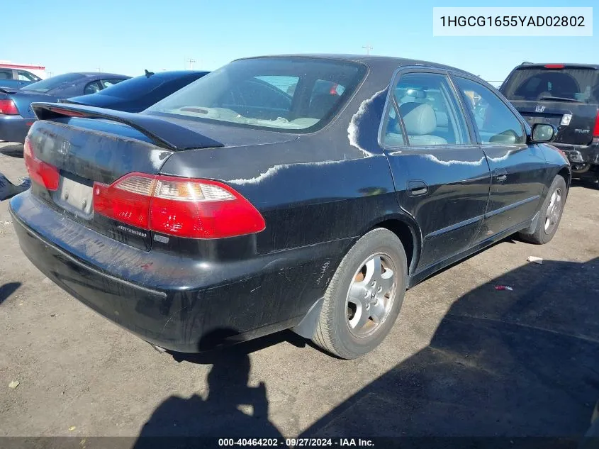 2000 Honda Accord Ex VIN: 1HGCG1655YAD02802 Lot: 40464202