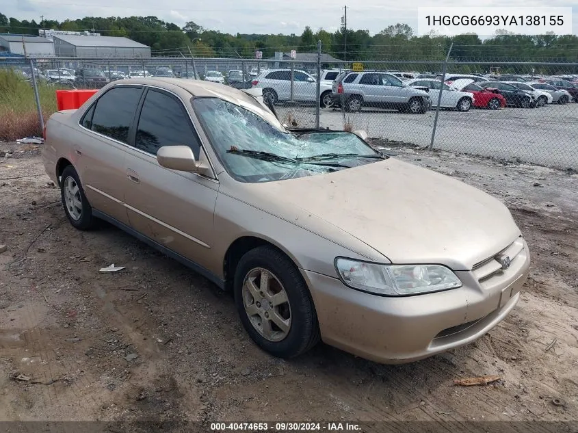 2000 Honda Accord 2.3 Se VIN: 1HGCG6693YA138155 Lot: 40474653