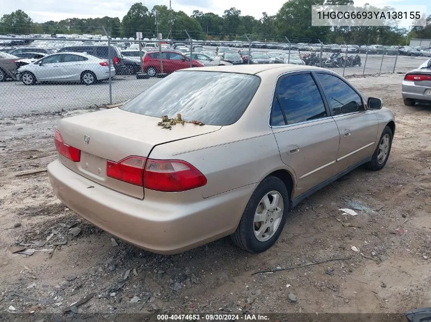 2000 Honda Accord 2.3 Se VIN: 1HGCG6693YA138155 Lot: 40474653