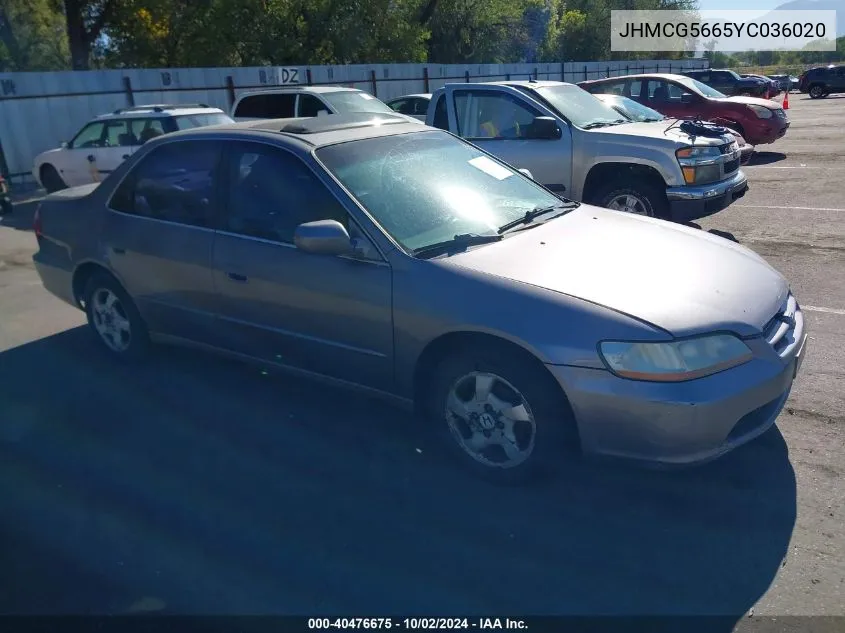 2000 Honda Accord 2.3 Ex VIN: JHMCG5665YC036020 Lot: 40476675