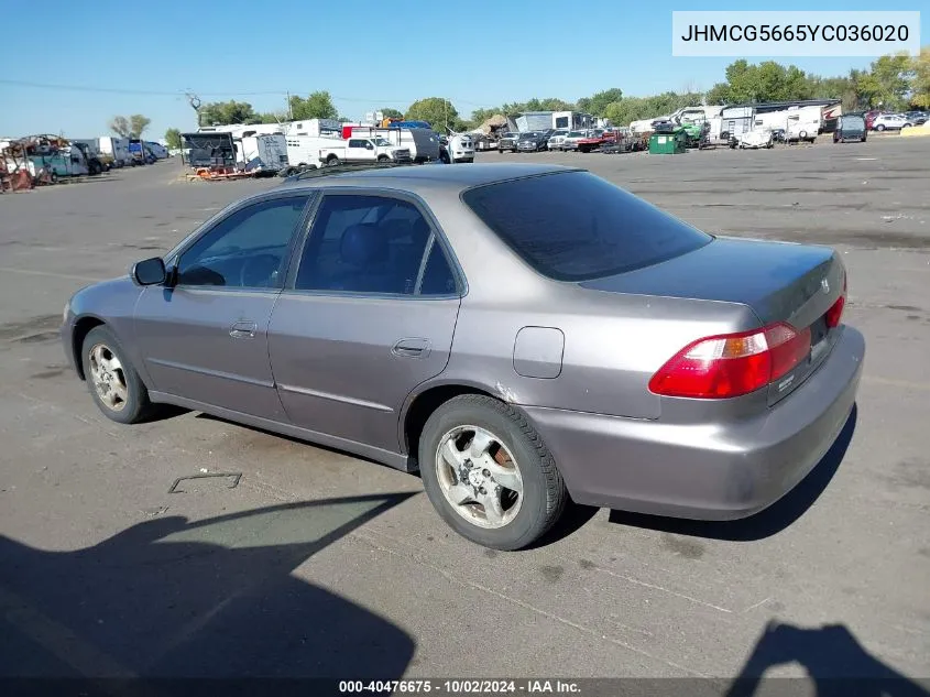 2000 Honda Accord 2.3 Ex VIN: JHMCG5665YC036020 Lot: 40476675