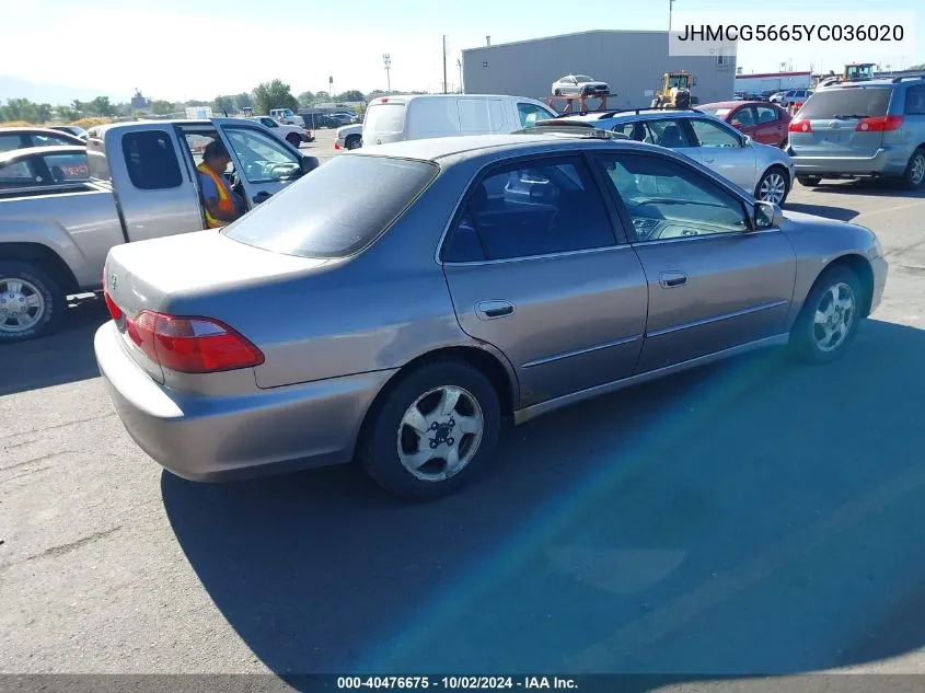 2000 Honda Accord 2.3 Ex VIN: JHMCG5665YC036020 Lot: 40476675