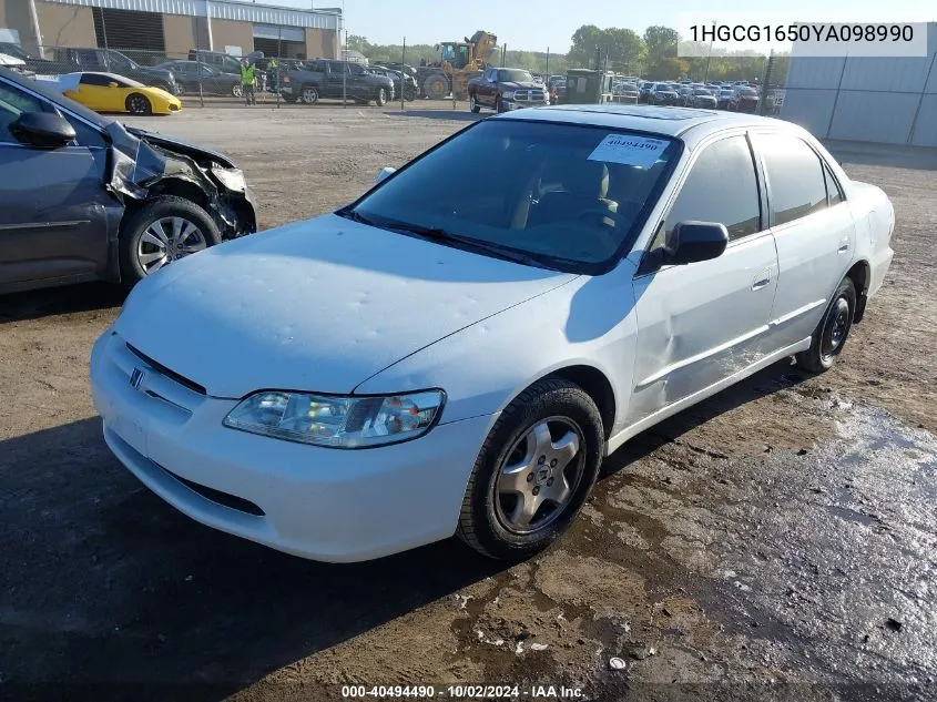 2000 Honda Accord 3.0 Ex VIN: 1HGCG1650YA098990 Lot: 40494490