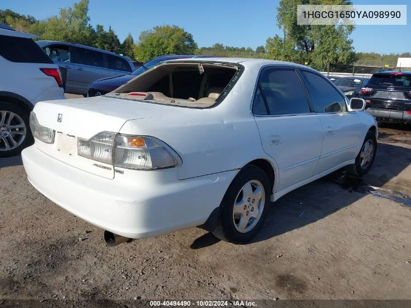 2000 Honda Accord 3.0 Ex VIN: 1HGCG1650YA098990 Lot: 40494490