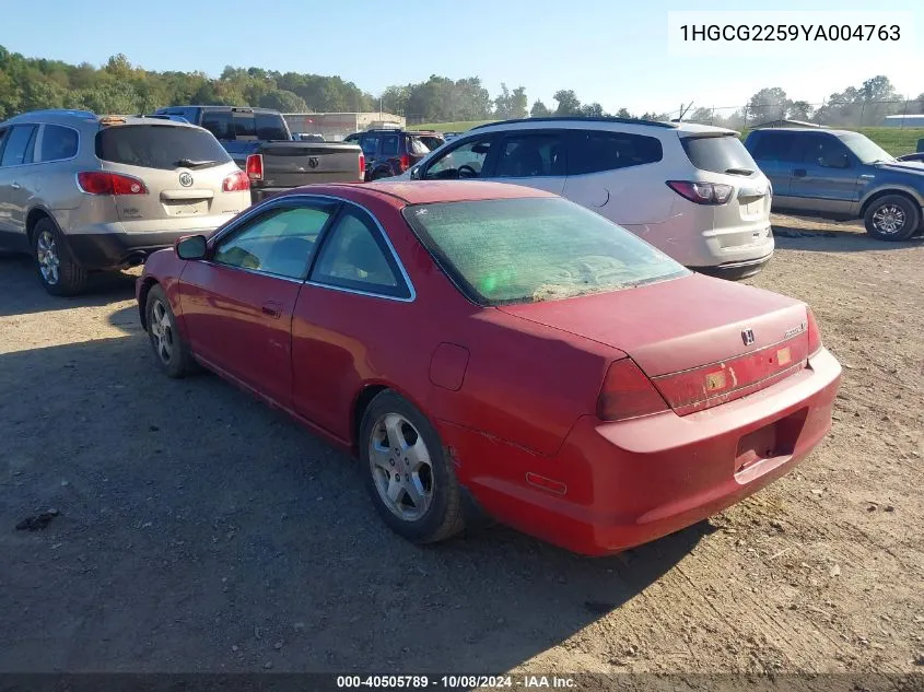 2000 Honda Accord Ex VIN: 1HGCG2259YA004763 Lot: 40505789