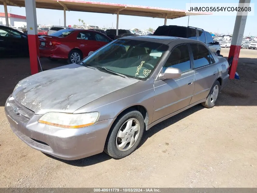 2000 Honda Accord 2.3 Ex VIN: JHMCG5654YC042608 Lot: 40511779