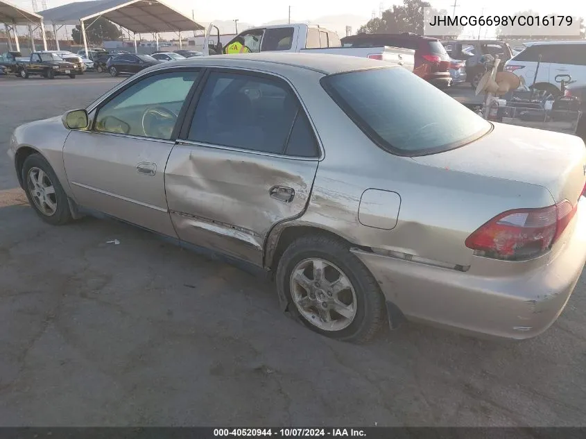 2000 Honda Accord 2.3 Se VIN: JHMCG6698YC016179 Lot: 40520944