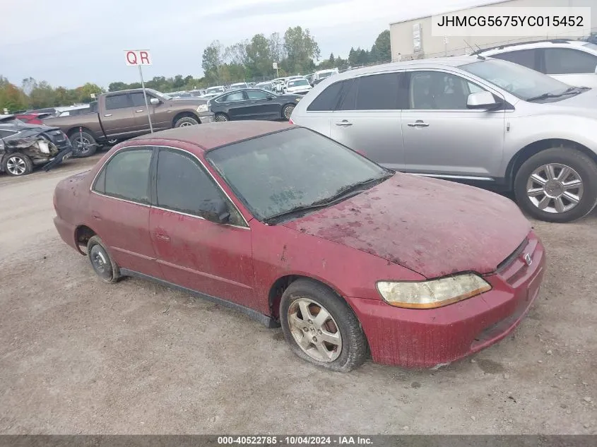 2000 Honda Accord 2.3 Se VIN: JHMCG5675YC015452 Lot: 40522785