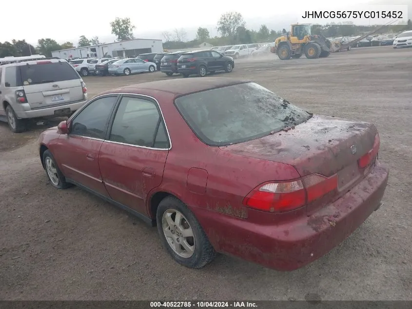 2000 Honda Accord 2.3 Se VIN: JHMCG5675YC015452 Lot: 40522785