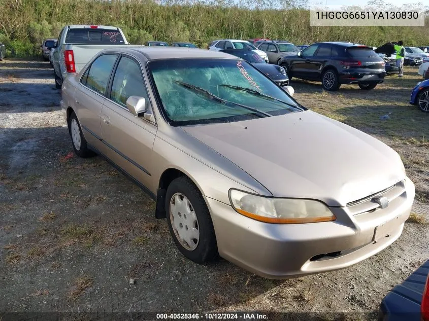 2000 Honda Accord Lx VIN: 1HGCG6651YA130830 Lot: 40525346